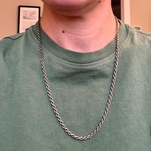 Unusual Vintage Sterling Silver 925 Braided Rope Chain Necklace